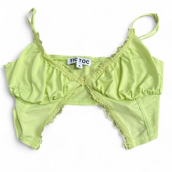 TIC TOC Women's Green and Yellow Crop-top - Picture 1 of 3